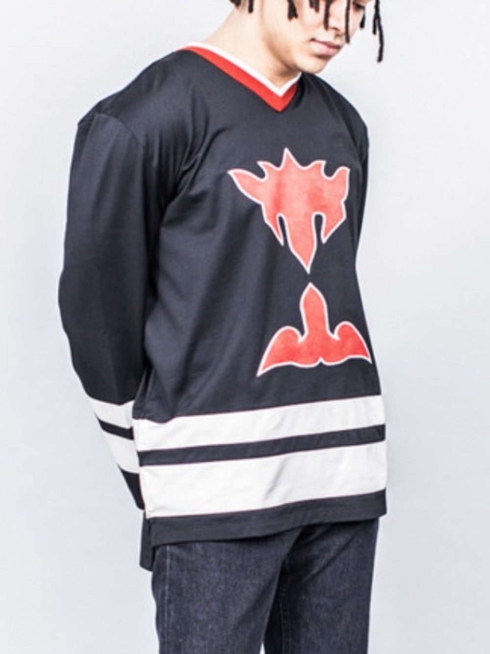 Our Legacy Box V-Neck Black/Red Team Jersey NWT 2017